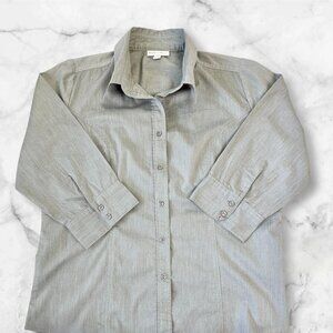 Fashion Bug Women Dress Shirt Gray Size Medium 3/4 Sleeves Button Up Pre-owned